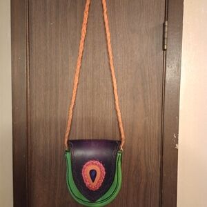 Wilderness Color Block Tooled Leather Cross Body Bag